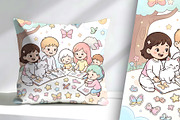 Children Enjoying Coloring, a Person Illustration by Sharon Schwalbe (Thumbnail 2 of 6)