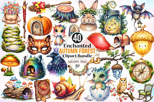 Enchanted Autumn Forest Clipart, a Seasonal Illustration by Canvas Craft