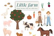 Farm animals clip art, an Animal Illustration by Katie Lisker (Thumbnail 1 of 2)