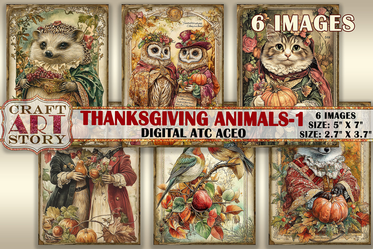 Thanksgiving animals-1 picture, an Animal Illustration by CraftArtStory (Photo 1 of 3)