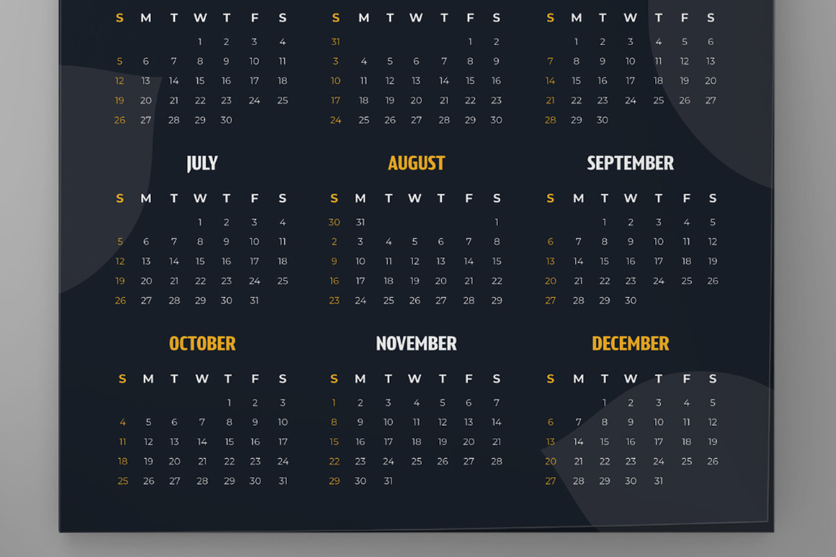 Dark Yearly 2026 Wall Calendar, a Stationery Template by ContestDesign (Photo 4 of 4)