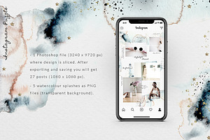 Instagram PUZZLE Template-Watercolor