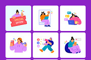 70 Social Media Flat Stickers, a Person Illustration by Creative Stall (Thumbnail 10 of 11)