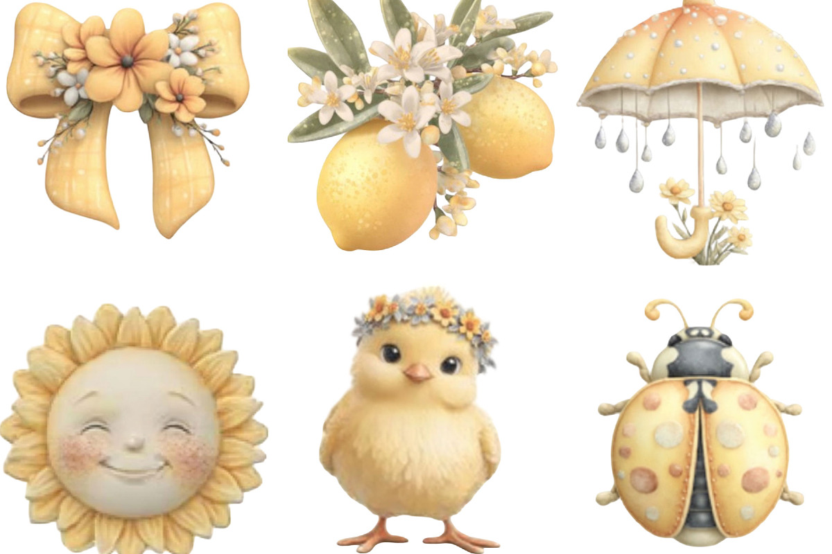 Whimsical Yellow Spring Clipart, an Illustration by Designking (Photo 2 of 5)