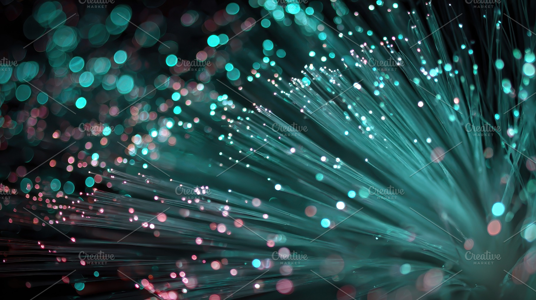 Teal Fiber Optics Light Bokeh Abstra, a Photo by Pixeness Studio