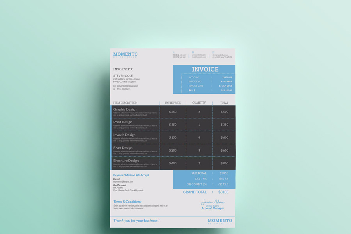 Invoice, a Stationery Template by Momentostudio (Photo 4 of 6)