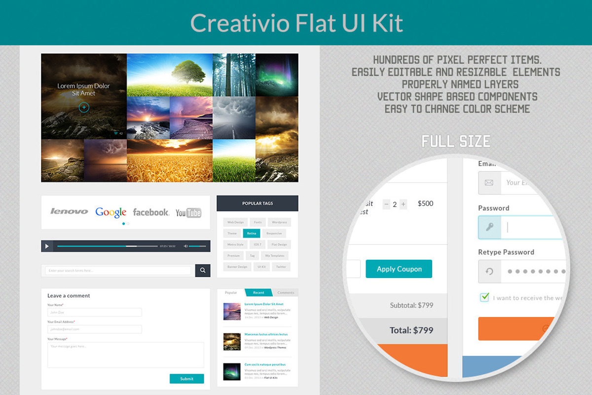 Creativio Flat UI Kit, an UI Kit Template by DesignThor (Photo 1 of 4)