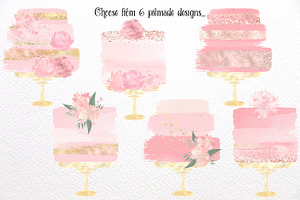 Blush Watercolor Cakes Clipart