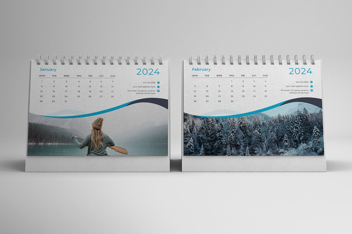 Desk Calendar 2024, a Print Template by Uiparvin (Photo 2 of 2)