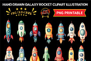 Galaxy rocket clipart / vector pack, an Object Graphic by NexaLine (Thumbnail 2 of 2)