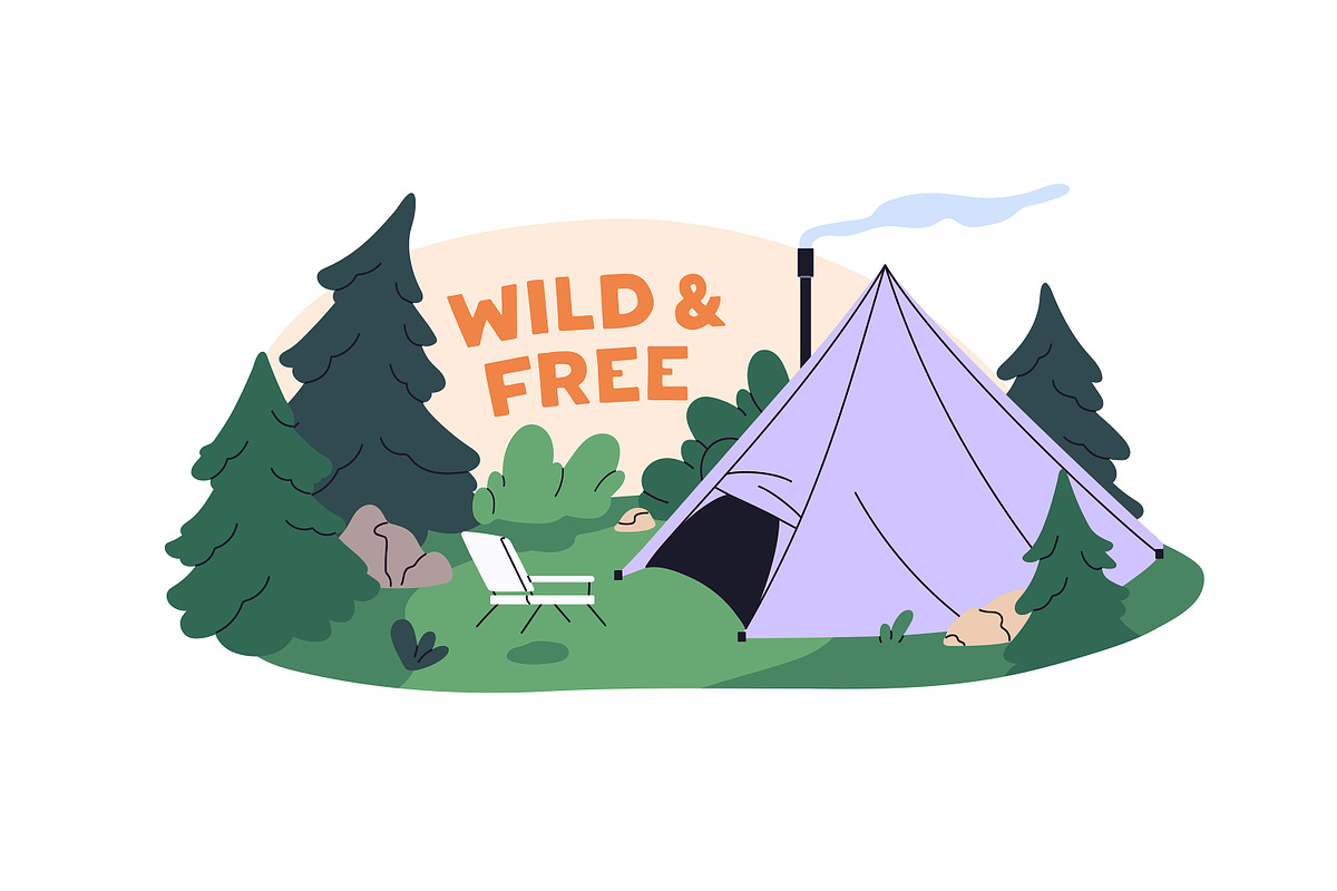 Campsites with camping tents set, a Seasonal Illustration by PaperTrident (Photo 5 of 11)