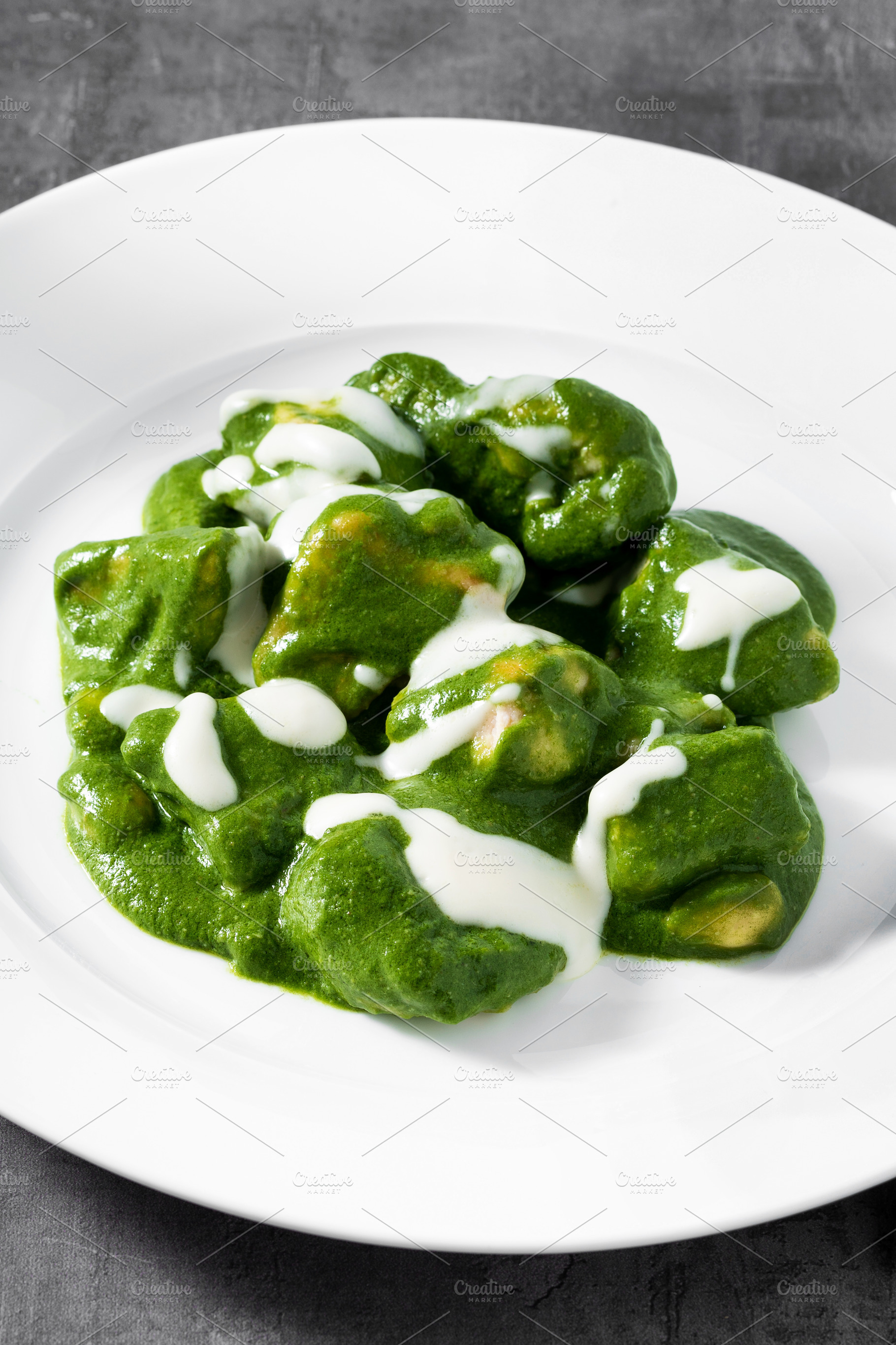 Green chicken curry, Thai very popular street food with coconut, a Food & Drink Photo by IriGri