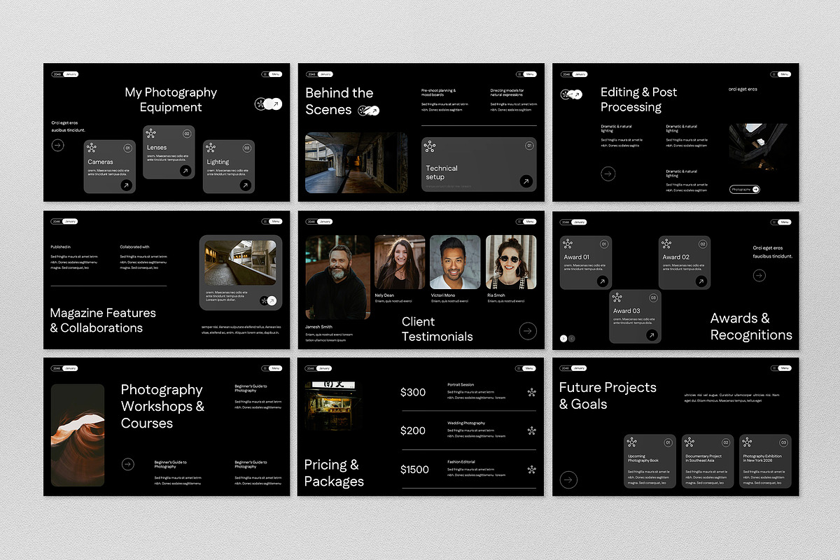 Black Gray Photography Portfolio PPT, a Presentation Template by graphicook (Photo 4 of 4)