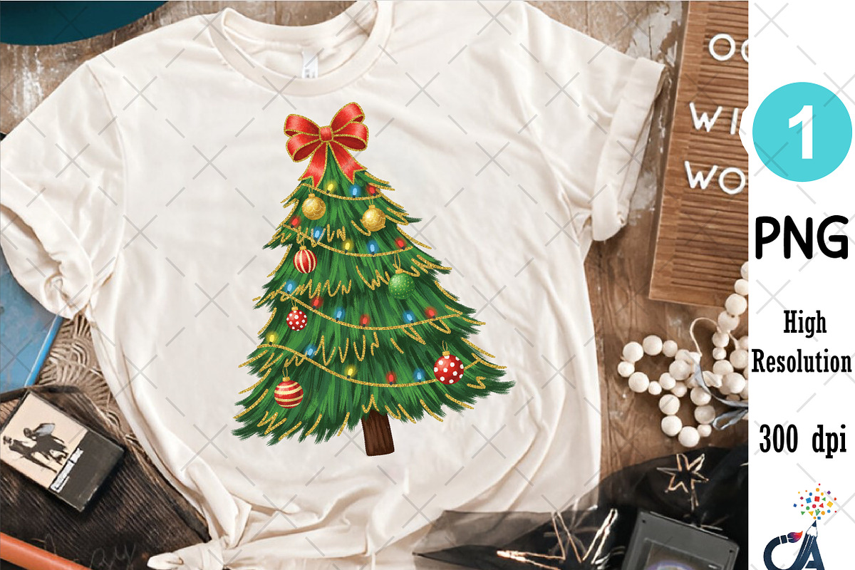 Glitter Christmas Tree Coquette Bow, an Illustration by Creative Art (Photo 2 of 6)