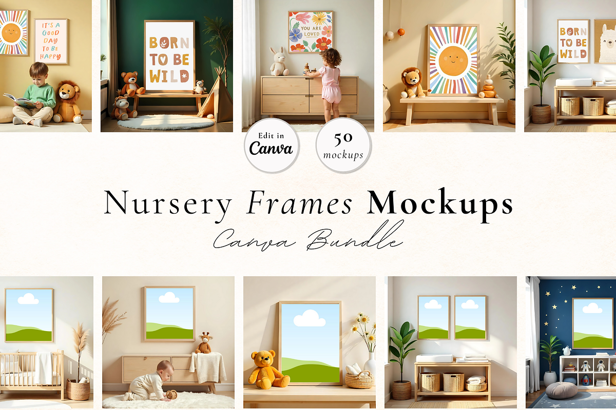 50 Kids Nursery Mockups for Canva, a Household Mockup by Matisse Studio (Photo 1 of 10)