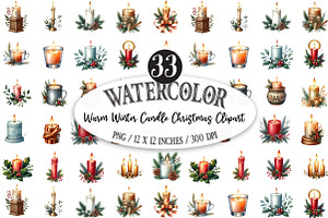 Warm Winter Candle Christmas Clipart, an Illustration by Designking