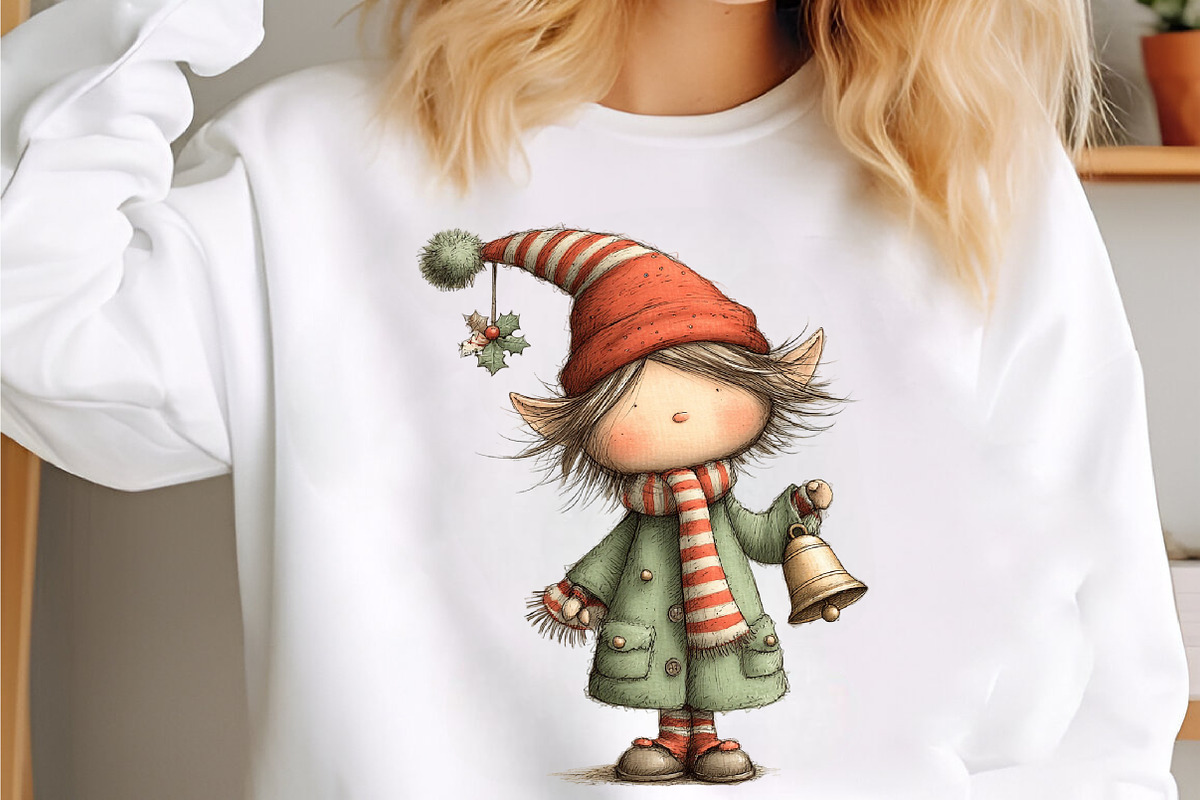 Whimsical Cute Christmas Elf Clipart, a Seasonal Illustration by designcity5 (Photo 3 of 5)