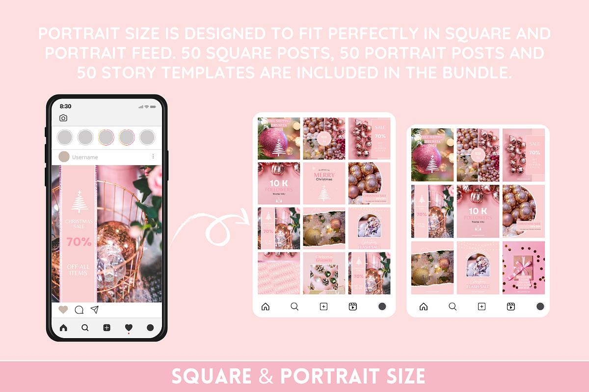 Pink Christmas Instagram Templates, a Social Media Template by SunshineStudioBoutique (Photo 4 of 8)