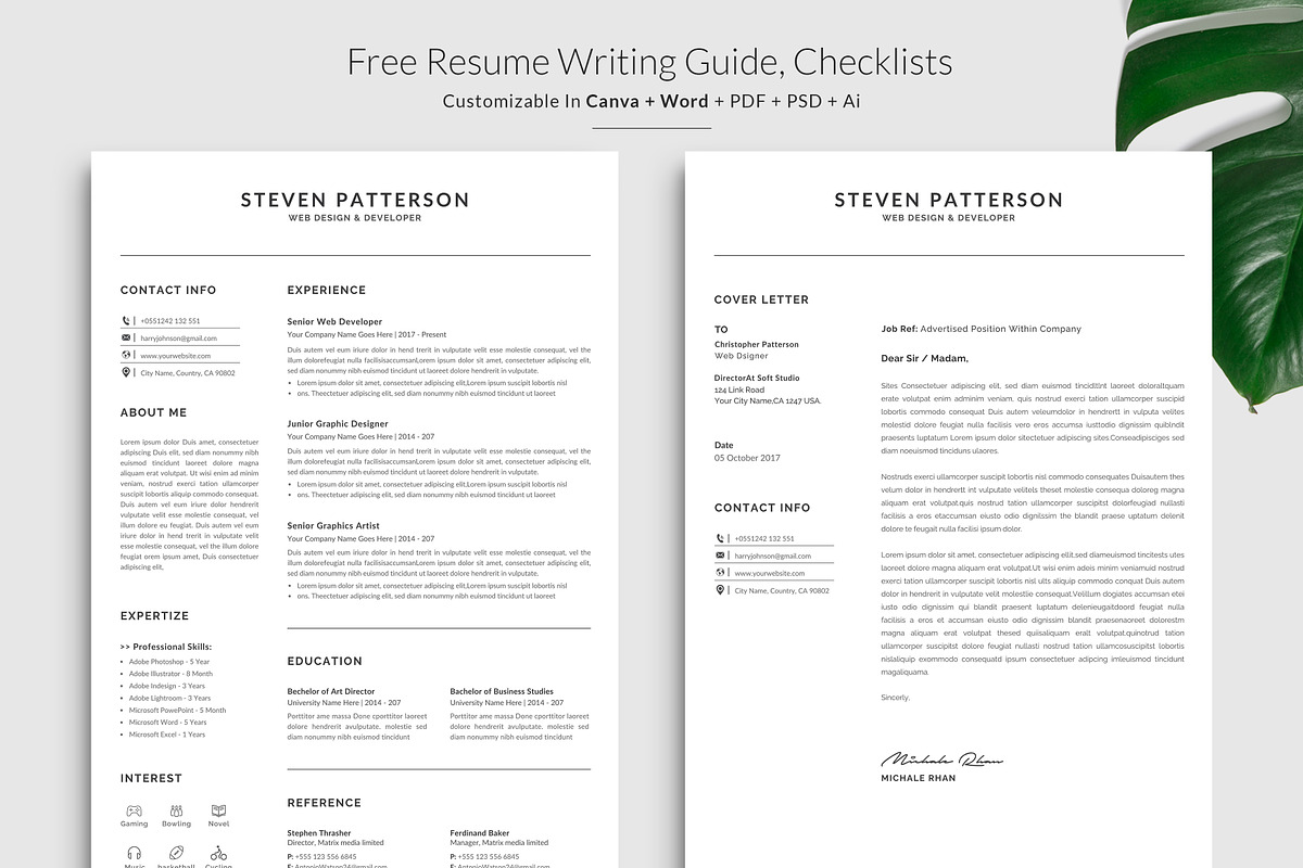 Resume / CV Template | Canva & Word, a Resume Template by CreativeZoom (Photo 2 of 8)