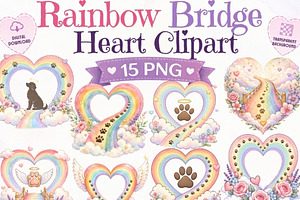 Rainbow Bridge Heart Clipart 15 PNG, an Animal Illustration by Tanya Kart