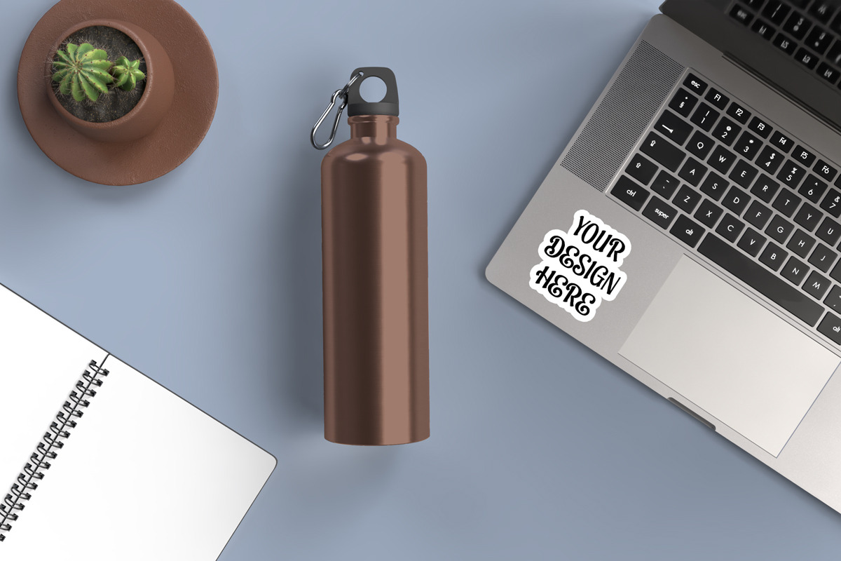 Stainless Steel Water Bottle Mockup, an Advertising Mockup by Rami's Mockups (Photo 7 of 9)