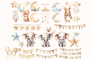 Neutral Baby Shower Clipart Set