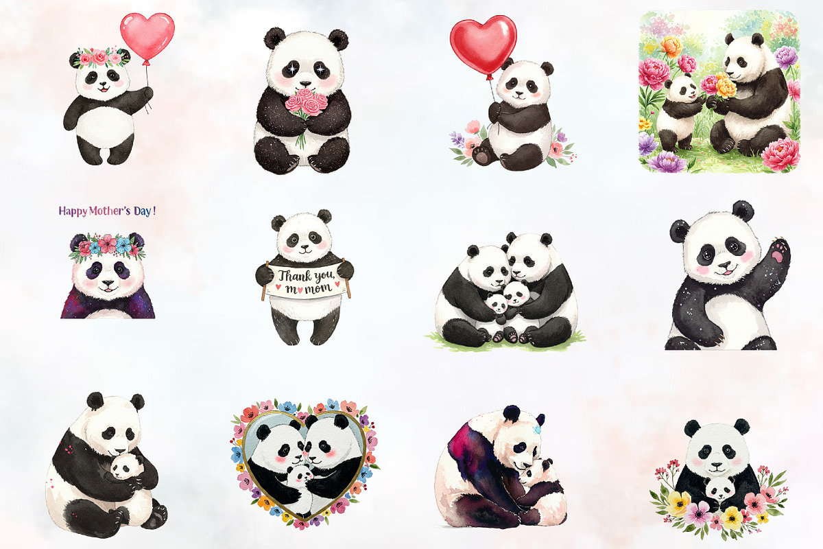 Mother's Day Panda Sublimation Png, an Illustration by RobertsArt (Photo 2 of 7)