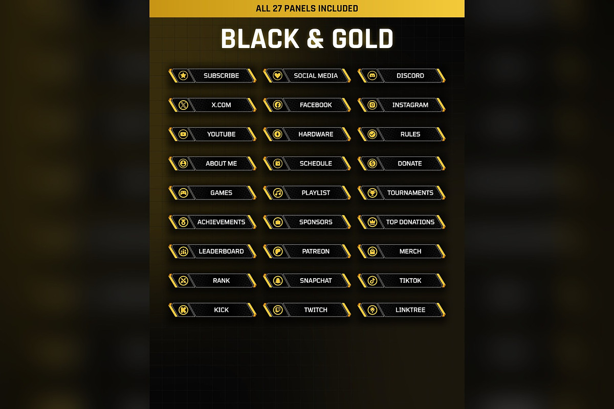 Legends Black and Gold Twitch Panels, an Object Graphic by Gear Store (Photo 2 of 5)