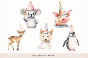 Animals in Party Hats Clipart, Cute, a Decorative Illustration by illuztrate (Thumbnail 2 of 8)