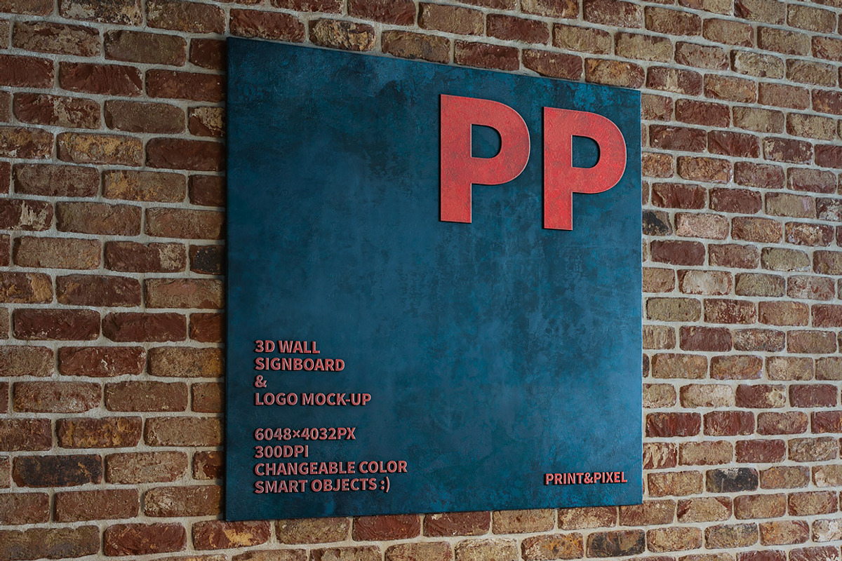3D wall signboard mount logo mock, a Product Mockup by PrintPixel