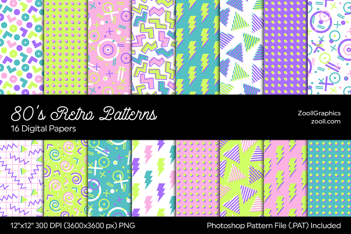 80's Retro Light Digital Papers, a Pattern Graphic by ZoollGraphics
