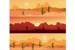 Desert Landscape Scenes Set