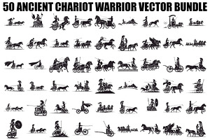 Ancient Chariot Warrior Vector Bundl, an Illustration by jahid234