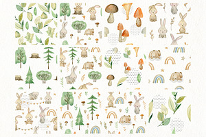 Watercolor Bunnies Clipart.