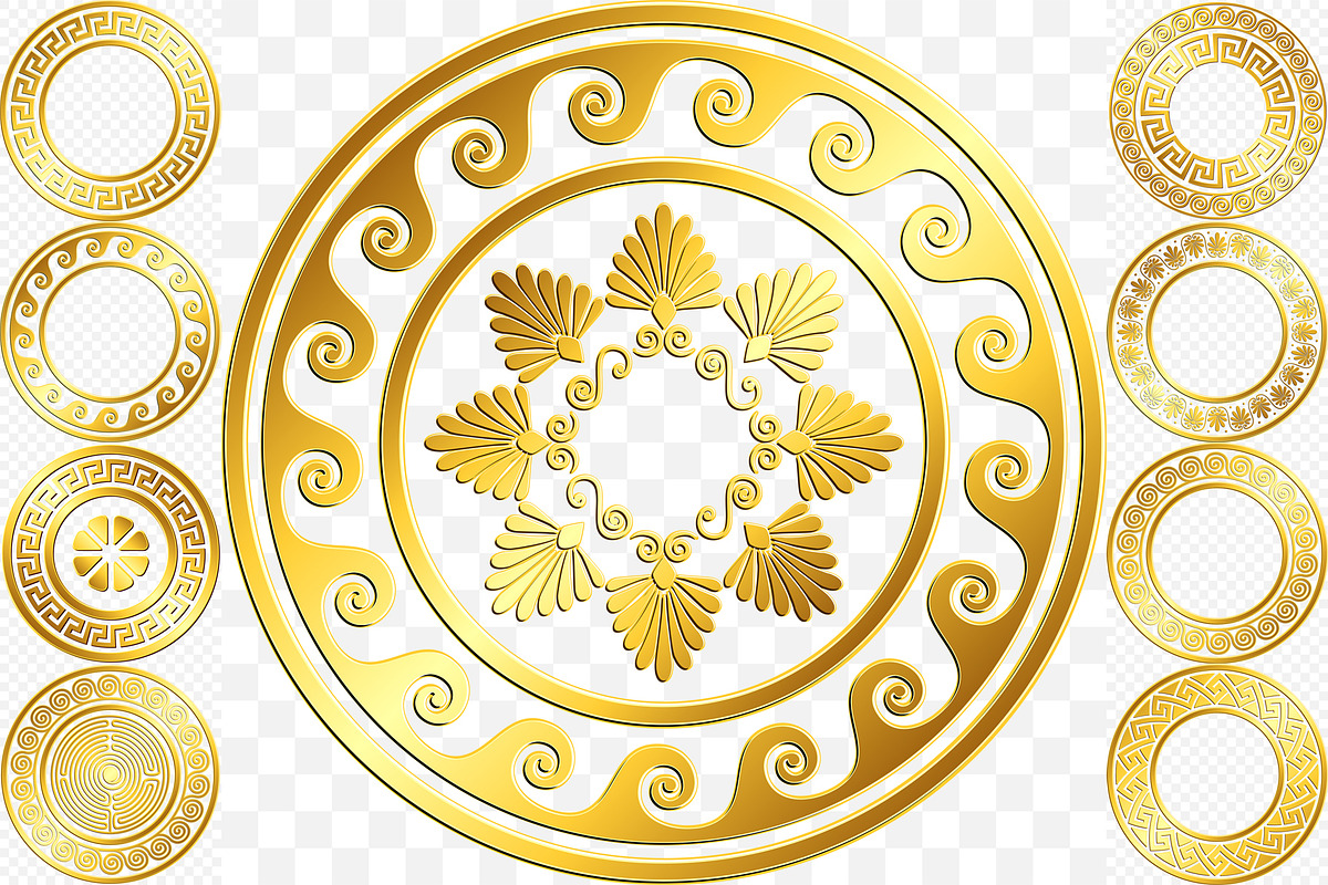 Set Golden round Greek ornament, a Pattern Graphic by kavalenkava (Photo 1 of 2)