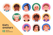 Happy, cute kids avatars set, a Person Illustration by Good Studio (Thumbnail 1 of 3)