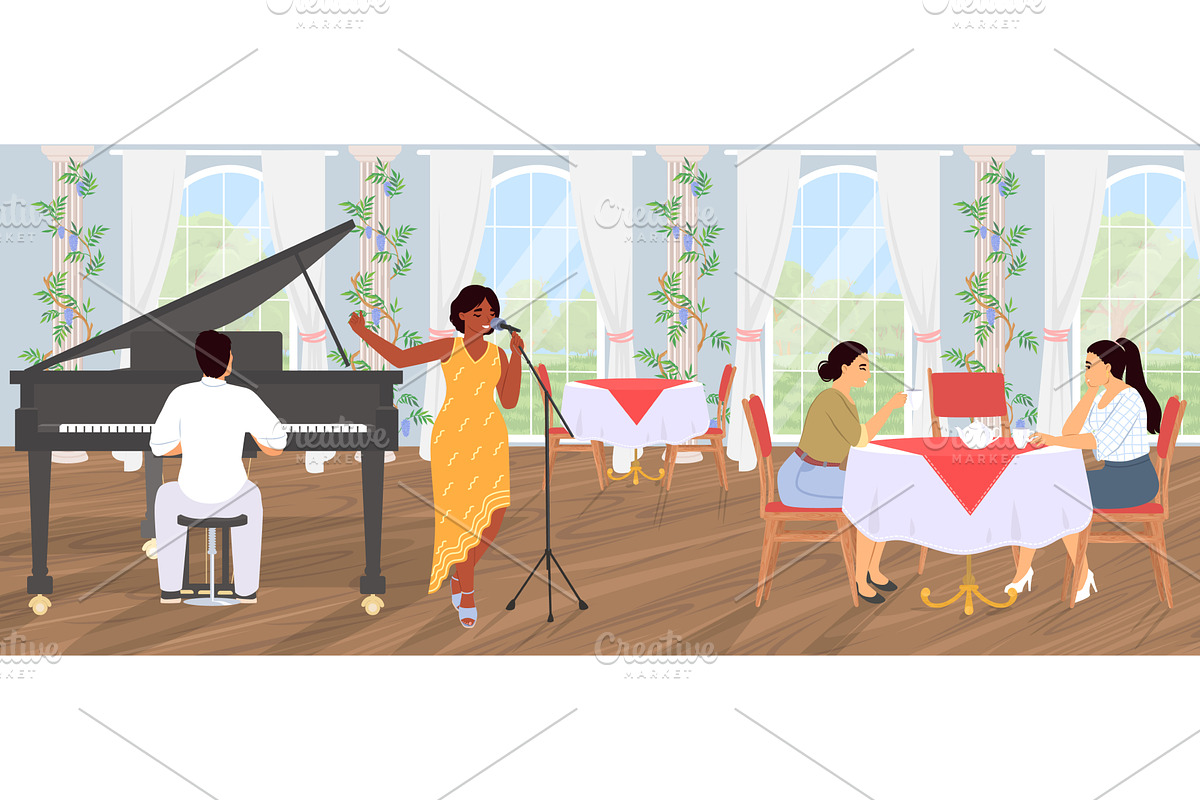 A lively performance unfolds in a, an Illustration by SiberianArt