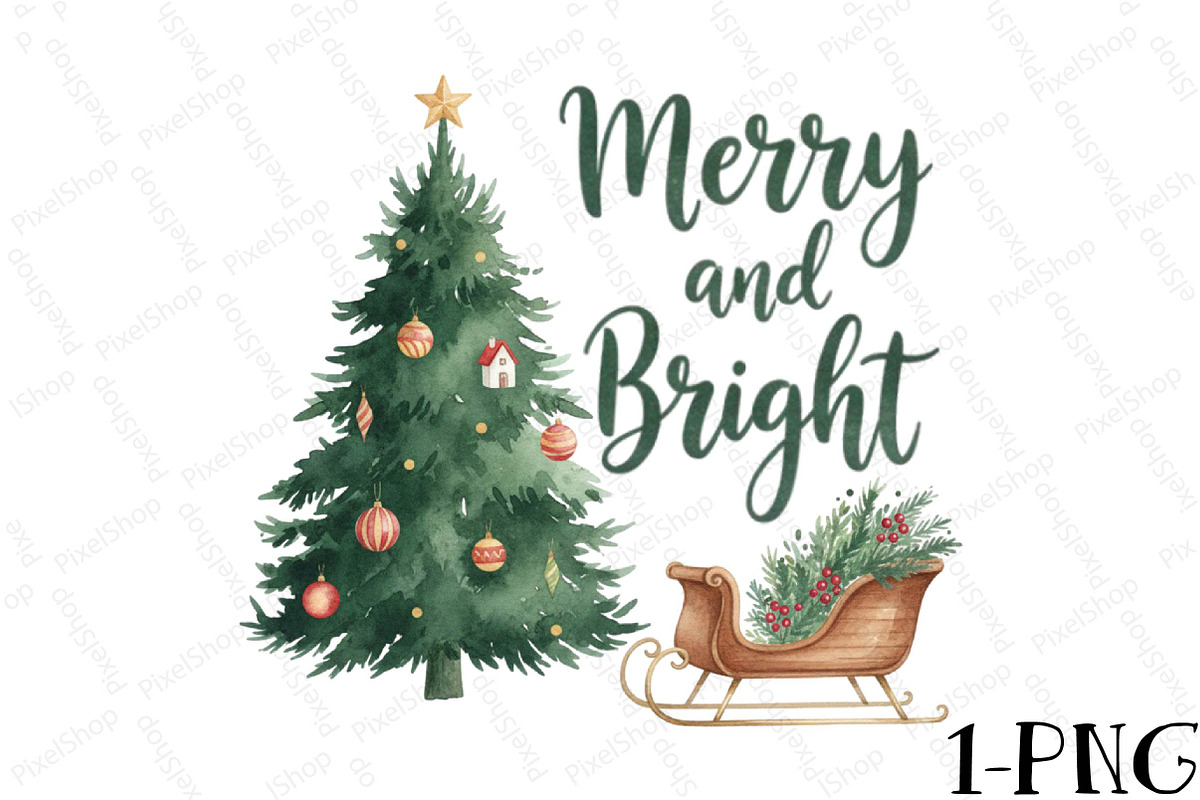 Merry & Bright Watercolor Christmas, an Illustration by DreamPrint404 (Photo 1 of 7)