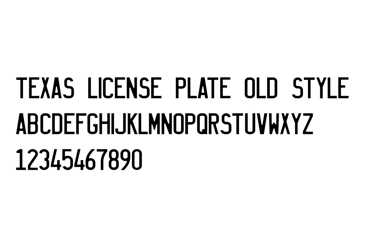 Texas Old style license plate font, a Sans Serif Font by frizio (Photo 2 of 4)