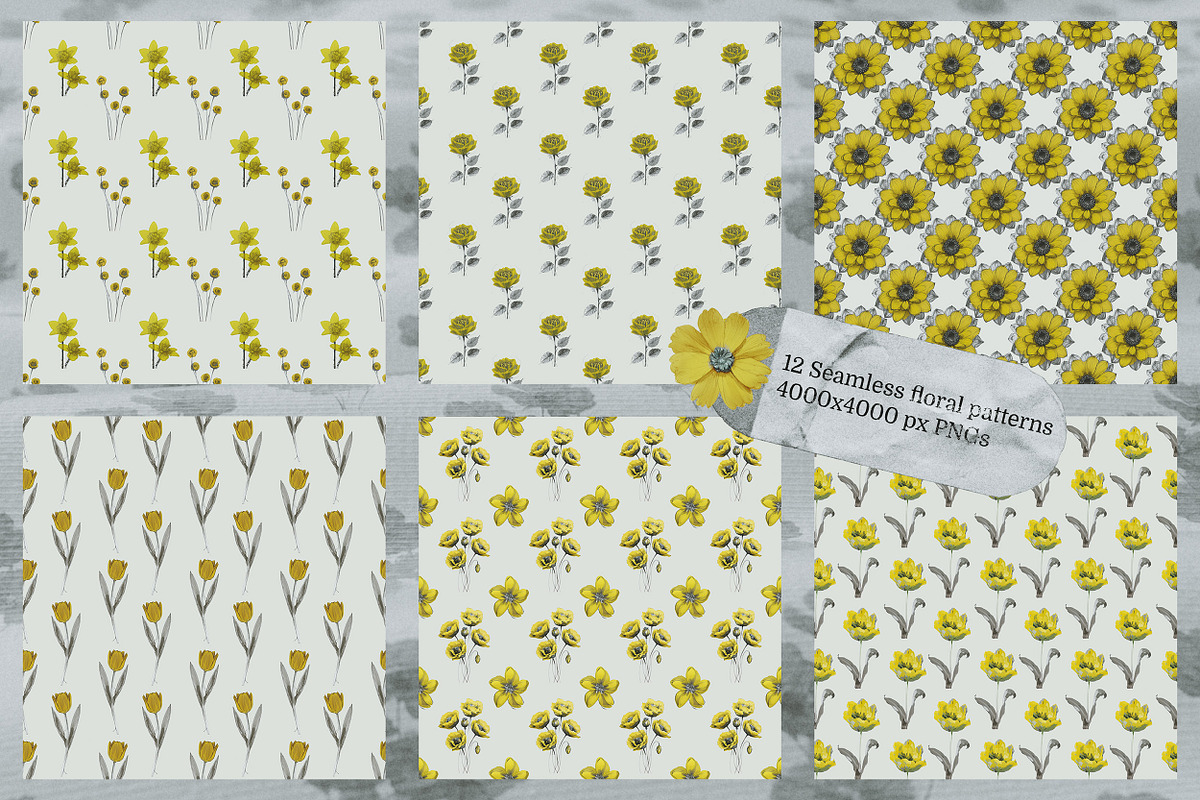 Golden Bloom: Floral Design Kit, a Pattern Graphic by Megan Aili Designs (Photo 4 of 10)