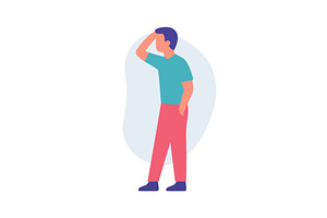 Man with one hand in pocket shading, an Object Illustration by GraphiShop