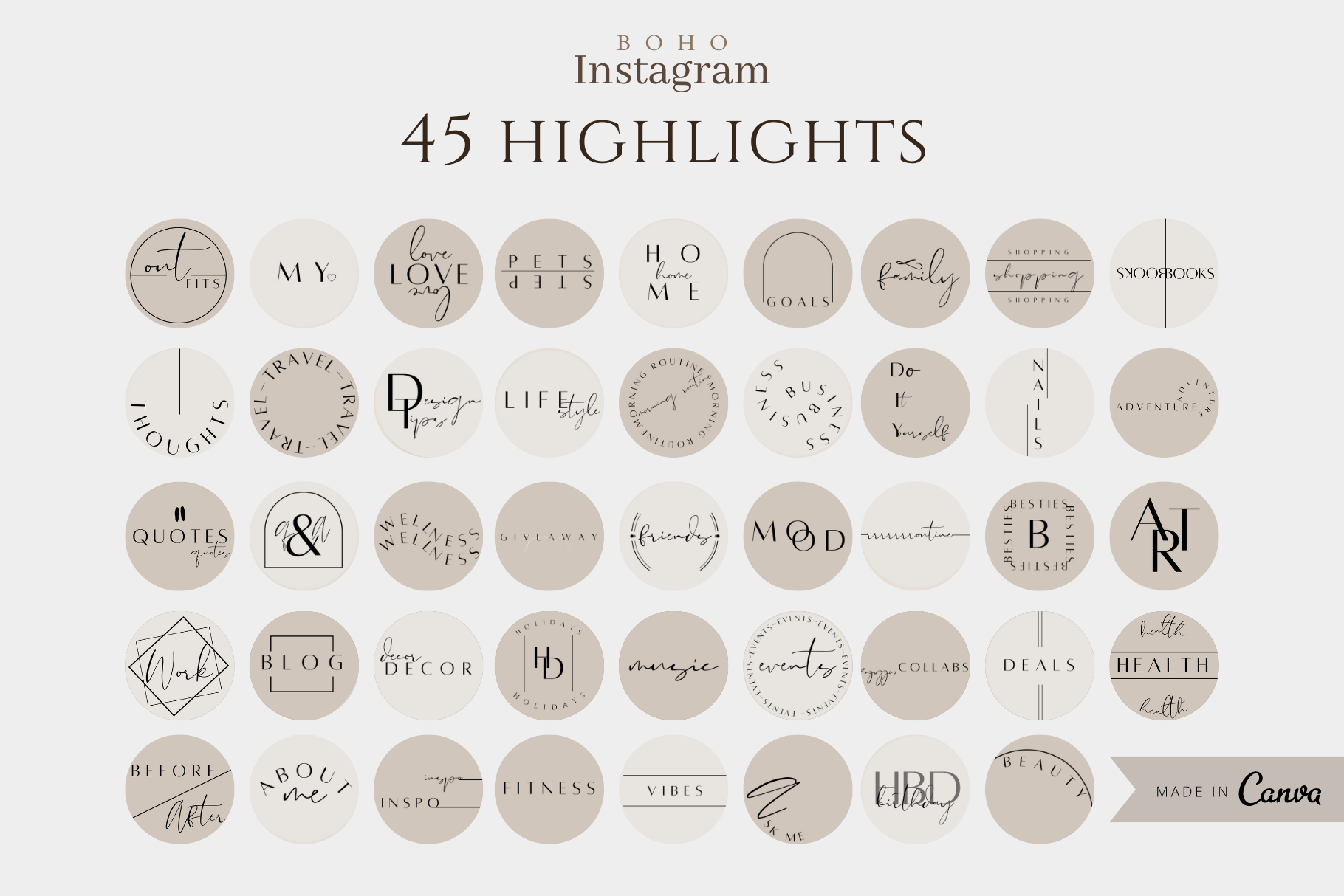 Boho Canva Highlight Cover Icon Pack, a Social Media Template by ...