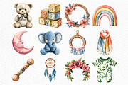 Watercolor Boho Baby Clipart Bundle, an Illustration by Craft Nest (Thumbnail 5 of 6)