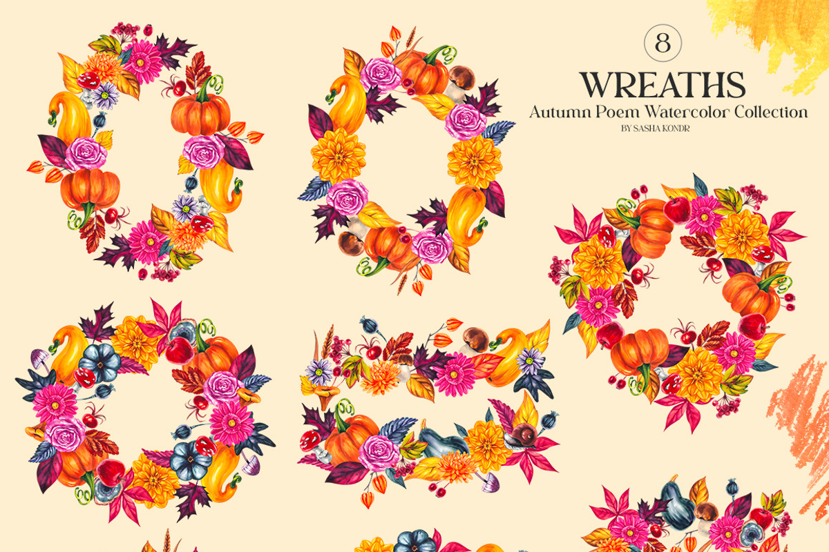 Autumn Poem Watercolor Fall clipart, a Seasonal Illustration by SashaKondr (Photo 11 of 15)
