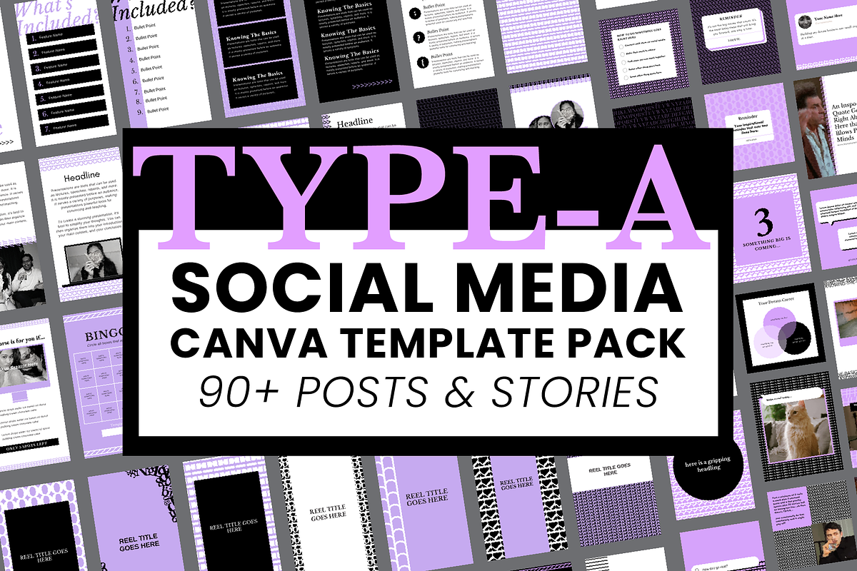Typography Canva Social Media Pack, a Social Media Template by WorkShy Studio (Photo 1 of 9)