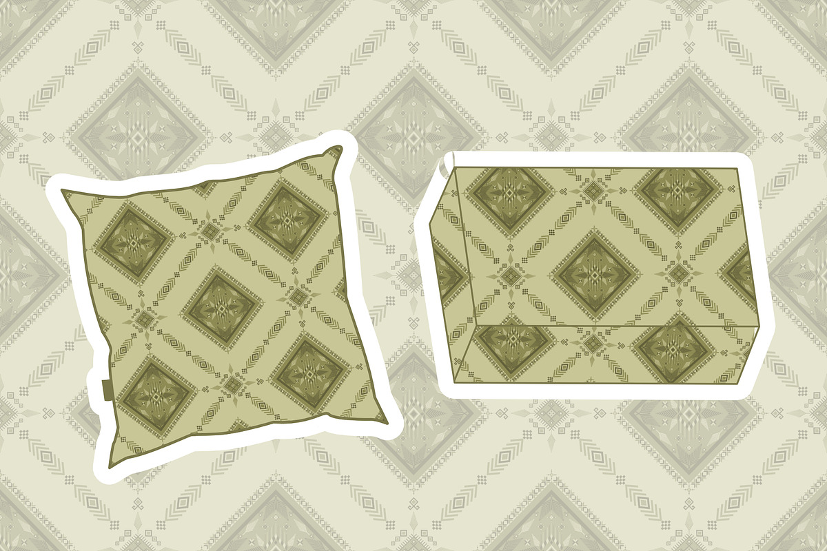 Green Olive Geometric Ethnic pattern, a Pattern Graphic by ThaiByGaew (Photo 3 of 5)