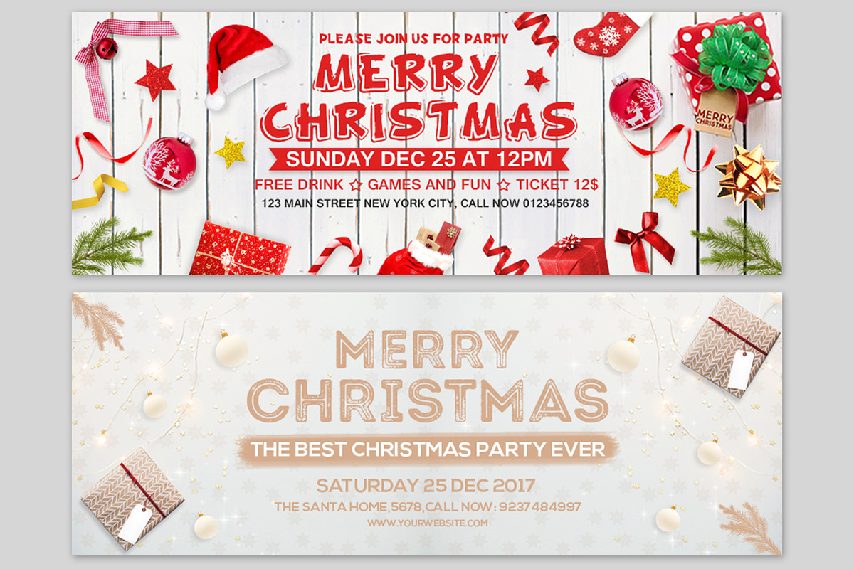 Merry Christmas Facebook Covers, a Social Media Template by Creative  designer (Photo 3 of 8)