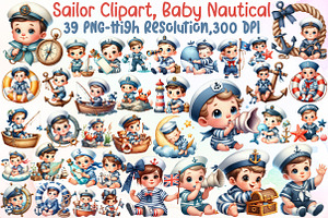 Sailor Clipart, Baby Nautical Clipar, an Illustration by Sublimation Artist