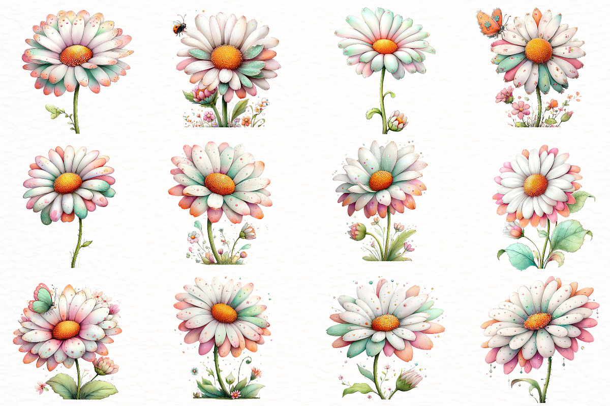 Whimsical Daisy Flower Clipart, an Illustration by Designworld (Photo 2 of 7)