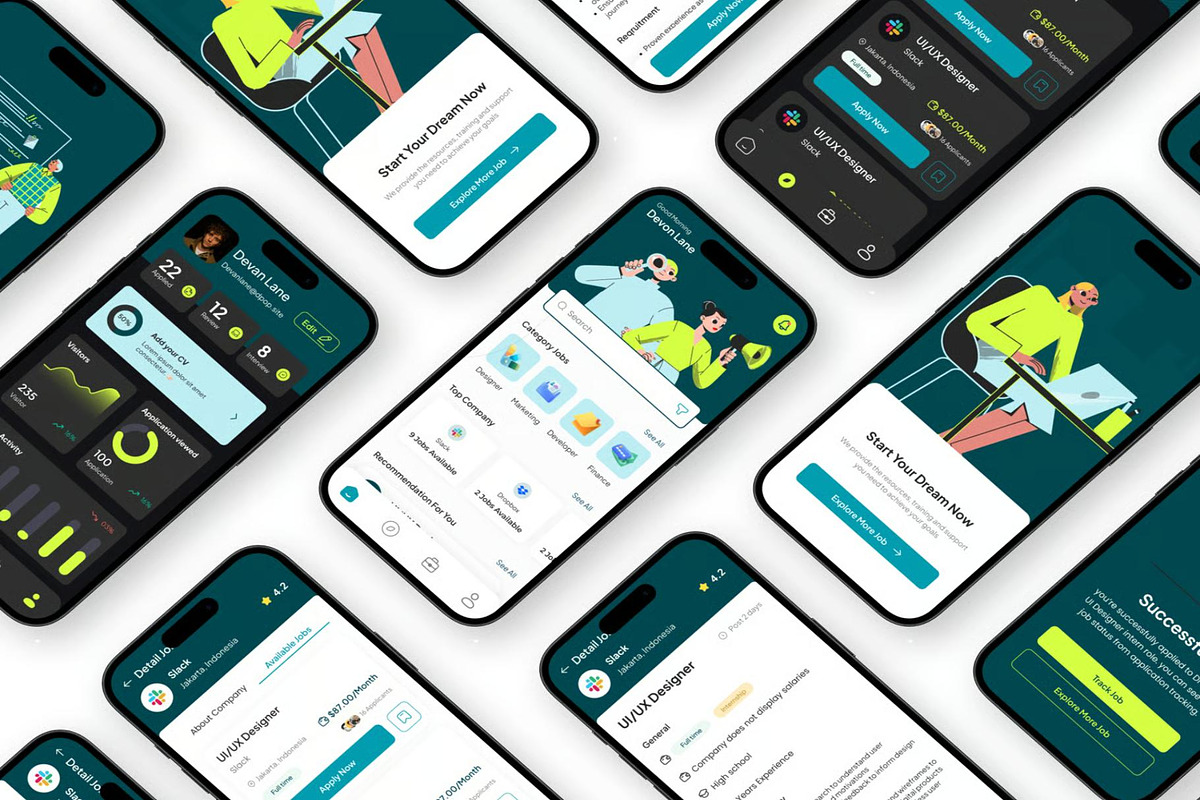 FinJob - Job Finder Mobile App UI UX, an UI Kit Template by Lumina_ui_ux202 (Photo 2 of 7)